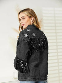 Fringe Detail Long Sleeve Denim Jacket - Update AvenueTrendsi100100211283390100100211283390334d0c6b4ad44ae3a30d7a2d1f246e0b - MaxBlack