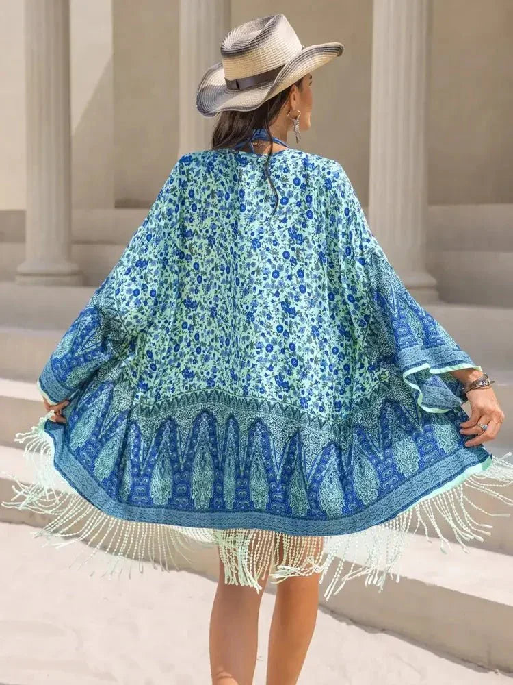 Fringe Printed Open Front Cover - Up - Update AvenueBoho VibesTrendsi100100874551991100100874551991b7296197 - 8c1f - 46e1 - a2ae - 5b844d8a0a05 - MaxPastel Blue