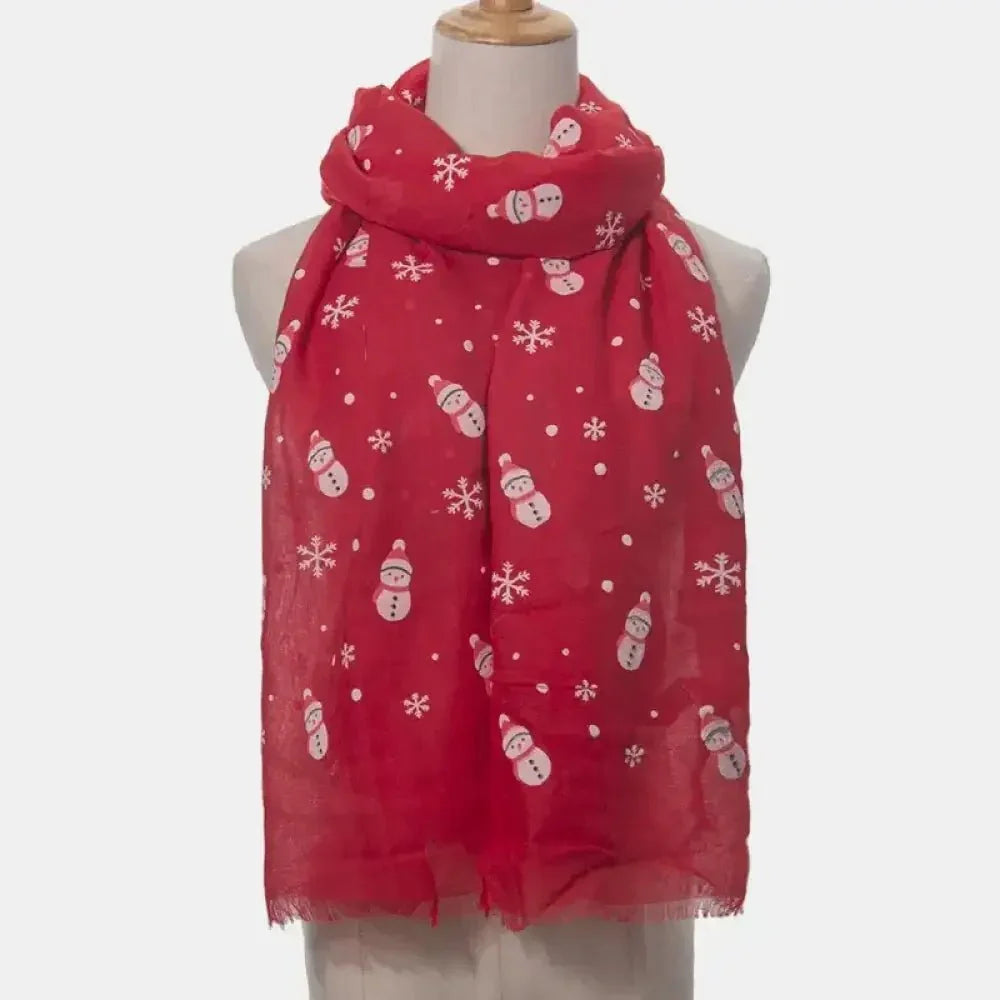 Fringe Snowman Polyester Scarf - Update AvenueTrendsi100500139791296100500139791296Fringe Snowman Polyester ScarfRed