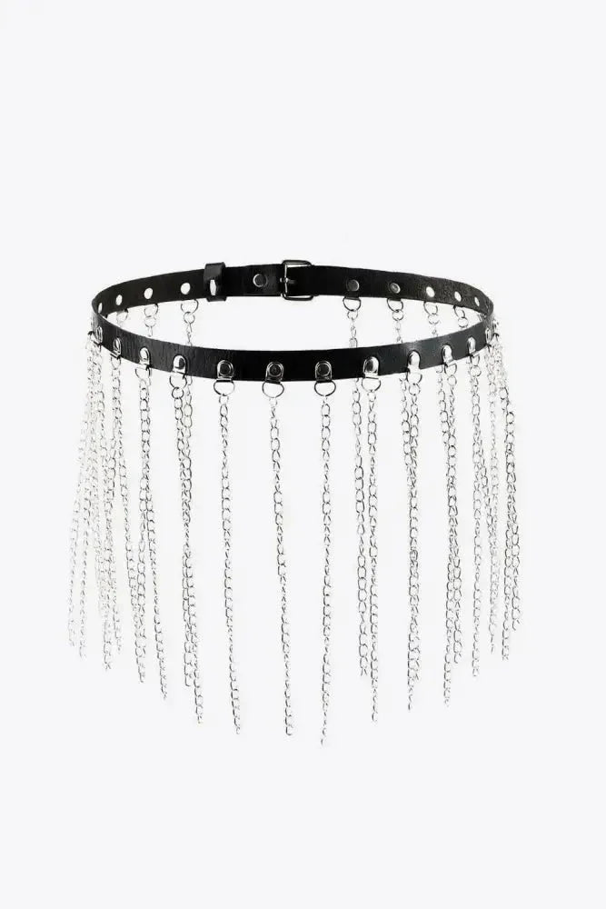 Fringed Chain PU Leather Belt - Update AvenueTrendsi101300014607707101300014607707Fringed Chain PU Leather BeltSilver