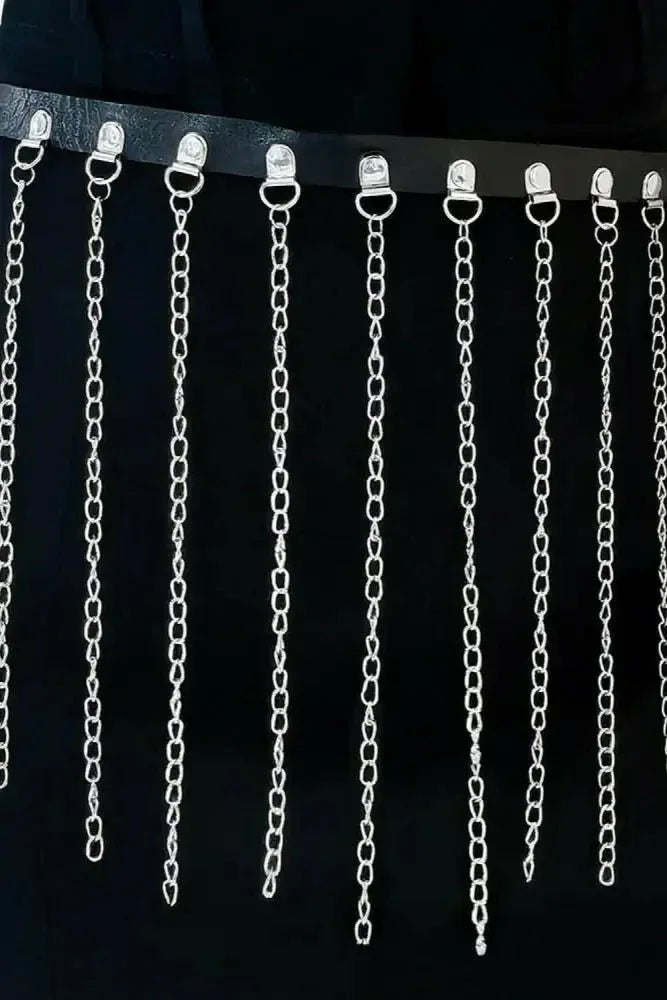 Fringed Chain PU Leather Belt - Update AvenueTrendsi101300014607707101300014607707Fringed Chain PU Leather BeltSilver