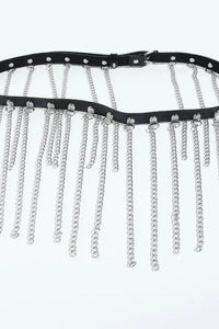 Fringed Chain PU Leather Belt - Update AvenueTrendsi101300014607707101300014607707Fringed Chain PU Leather BeltSilver