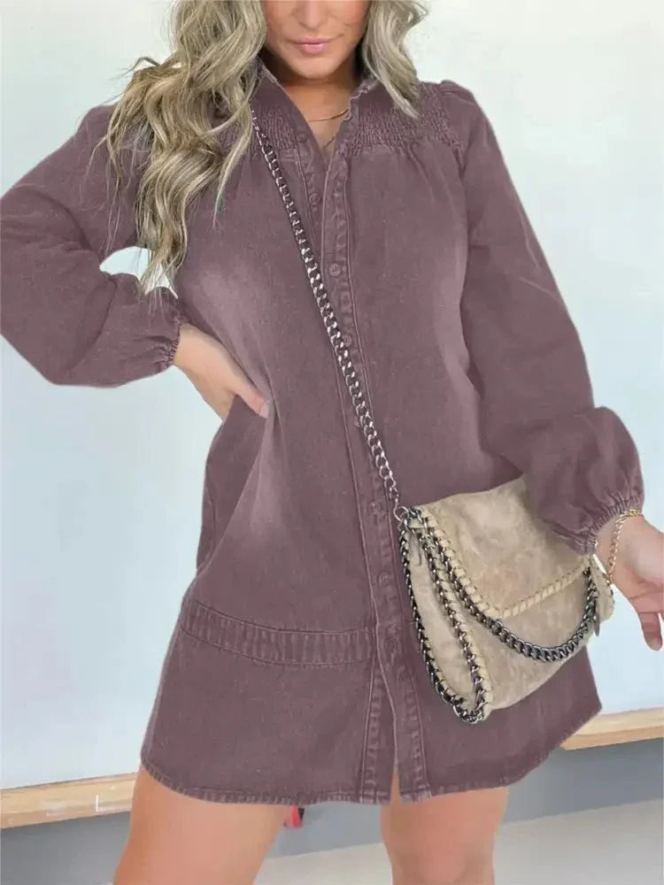 Full Size Button Front Long Sleeve Denim Dress Plus Size - Update AvenueDenim Dresses & SkirtsTrendsi100100650517676100100650517676f82a57e0a6a14c7b8671fac9c2ab4ebc - Max - OriginGray Purple