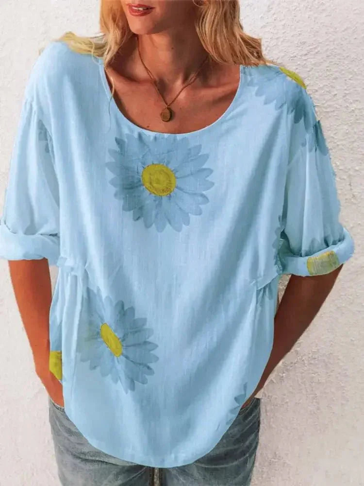 Full Size Flower Round Neck Half Sleeve T-Shirt Plus Size - Update AvenueT-ShirtsTrendsi10010063402950210010063402950264198945 - 9c90 - 4807 - b942 - dff0e16a102e - Max - OriginSky Blue