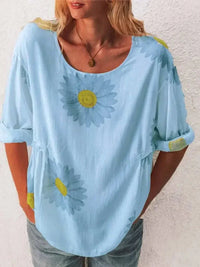 Full Size Flower Round Neck Half Sleeve T-Shirt Plus Size - Update AvenueT-ShirtsTrendsi10010063402950210010063402950264198945 - 9c90 - 4807 - b942 - dff0e16a102e - Max - OriginSky Blue