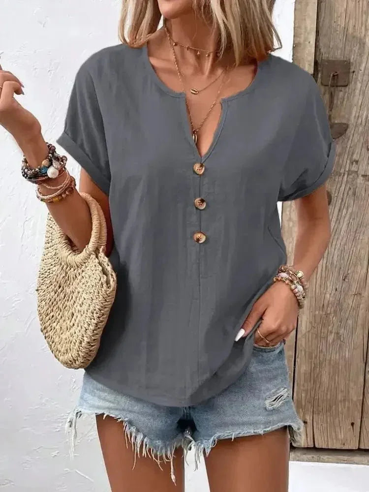 Full Size Notched Short Sleeve Top Plus Size - Update AvenueT-ShirtsTrendsi100100892595379100100892595379a997436d - a144 - 40c7 - 9991 - 802f15a584f3 - Max - OriginGrey