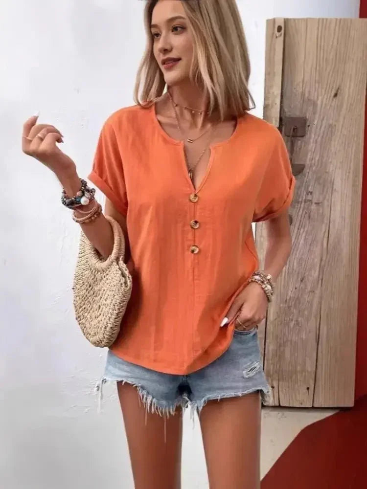 Full Size Notched Short Sleeve Top Plus Size - Update AvenueT-ShirtsTrendsi100100892595905100100892595905303b949b - c41c - 4568 - 8693 - 326dfe0f8014 - Max - OriginOrange