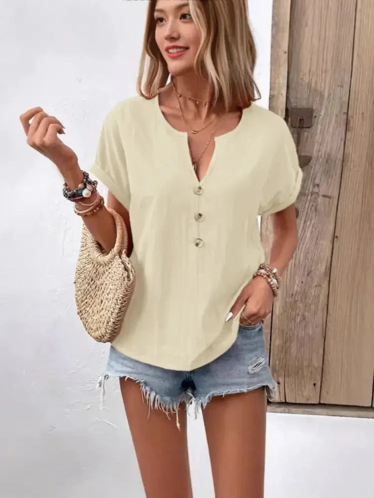 Full Size Notched Short Sleeve Top Plus Size - Update AvenueT-ShirtsTrendsi10010089259799410010089259799469bf587a - 33ae - 4cbb - 9c00 - 4deefbf74856 - Max - OriginApricot