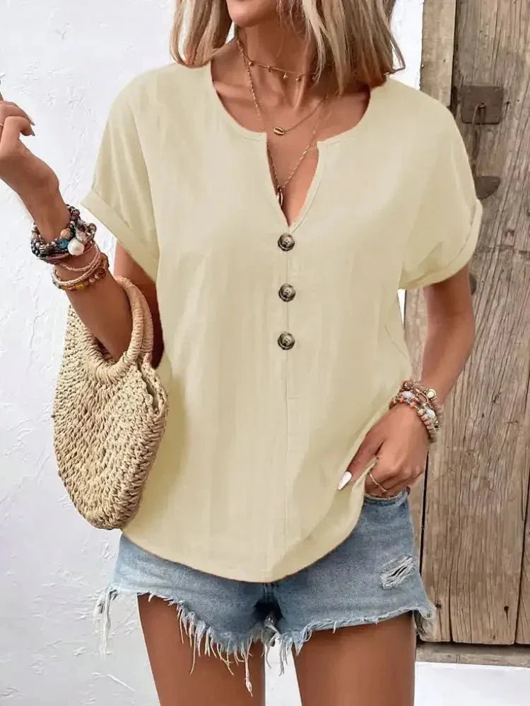 Full Size Notched Short Sleeve Top Plus Size - Update AvenueT-ShirtsTrendsi100100892597994100100892597994f772010310204e8e82b8e4d932e1b72e - Max - OriginApricot
