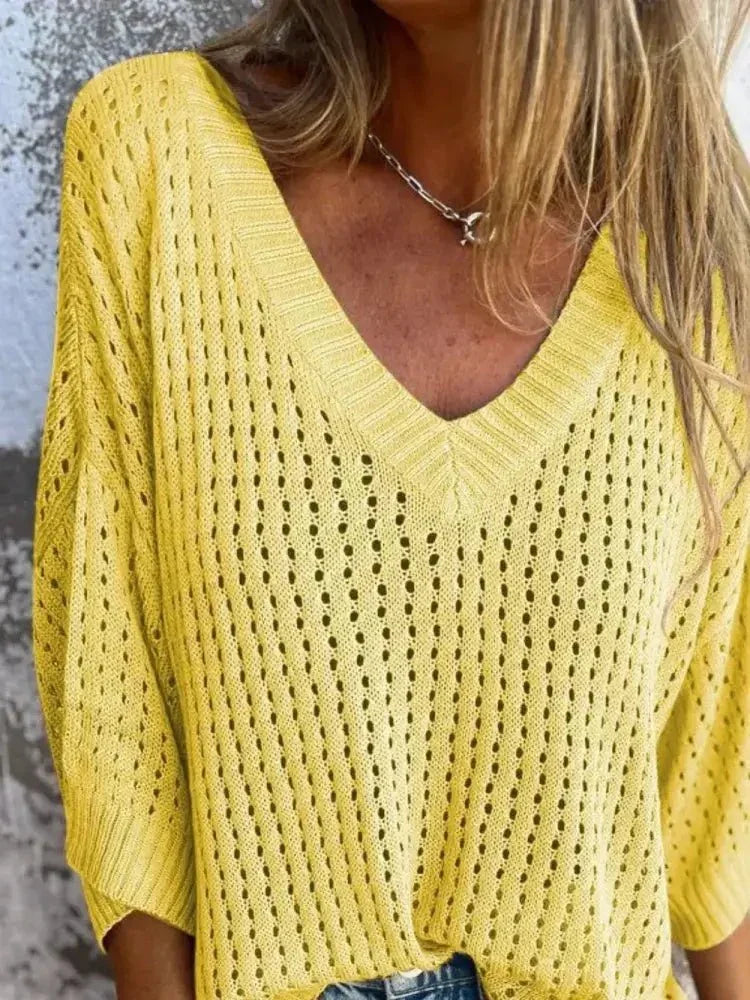 Full Size Openwork V - Neck Knit Cover Up Plus Size - Update AvenueVacation StyleTrendsi1001000123511711001000123511711696f333 - 661c - 4d6a - 98fd - 032eed0f9588 - MaxYellow