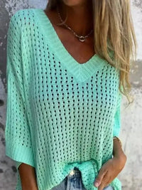 Full Size Openwork V - Neck Knit Cover Up Plus Size - Update AvenueVacation StyleTrendsi1001000123599591001000123599592eddfcdd - addf - 49fe - 863c - 85d392431820 - MaxTeal
