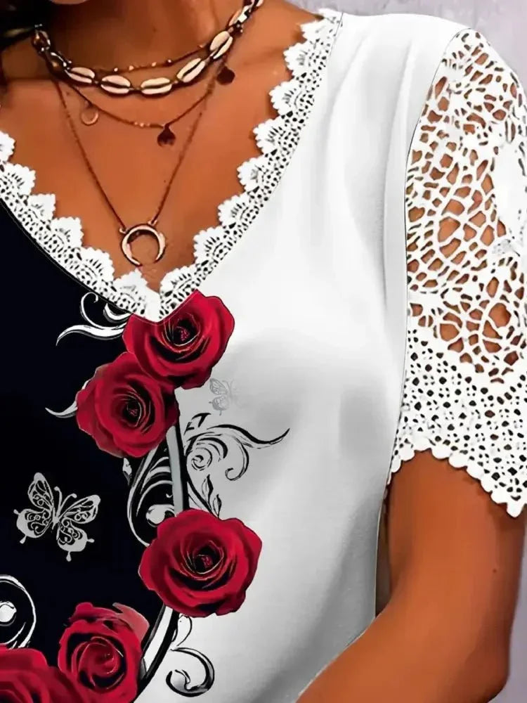 Full Size Printed Lace Sleeve V - Neck T-Shirt Plus Size - Update AvenueT-ShirtsTrendsi100100578423431100100578423431c1b49321 - 51dd - 45ac - 94a0 - db169e841cc2 - Max - OriginScarlet