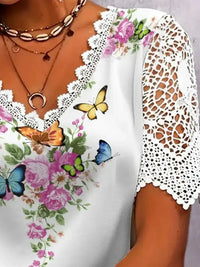 Full Size Printed Lace Sleeve V - Neck T-Shirt Plus Size - Update AvenueT-ShirtsTrendsi100100578427364100100578427364ae321cf6 - fe02 - 4d68 - a437 - 2811d87aae45 - Max - OriginPink