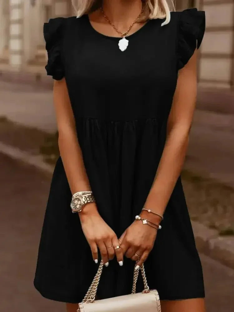 Full Size Ruffled Round Neck Cap Sleeve Denim Dress - Update AvenueDenim Dresses & SkirtsTrendsi1001000269930781001000269930789cf4fa10 - 7cc9 - 40ab - bbb1 - b22c34685c60 - MaxBlack
