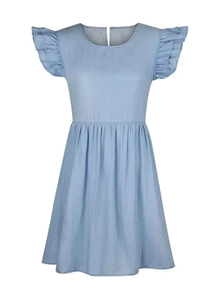 Full Size Ruffled Round Neck Cap Sleeve Denim Dress - Update AvenueDenim Dresses & SkirtsTrendsi100100026996919100100026996919a312c2c0 - 7744 - 4ed4 - b589 - ee49d5344059 - MaxLight Blue