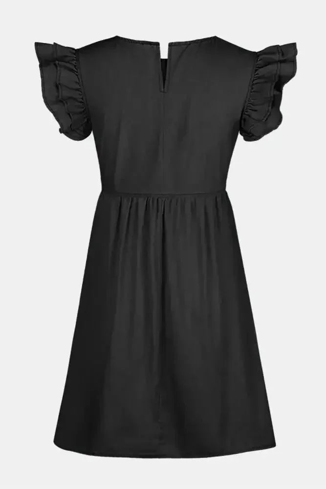 Full Size Ruffled Round Neck Cap Sleeve Denim Dress - Update AvenueDenim Dresses & SkirtsTrendsi100100026997985100100026997985bcf37f69 - c590 - 4972 - 8e0d - 387da3d40973 - MaxDark Gray