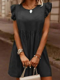 Full Size Ruffled Round Neck Cap Sleeve Denim Dress - Update AvenueDenim Dresses & SkirtsTrendsi100100026997985100100026997985c71313f4 - 01a5 - 4553 - b588 - 46961fd21e40 - MaxDark Gray