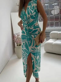 Full Size Slit Printed V - Neck Midi Dress Plus Size - Update AvenueCasual DressesTrendsi100100609630998100100609630998Full Size Slit Printed V - Neck Midi Dress Plus SizeGreen
