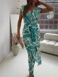 Full Size Slit Printed V - Neck Midi Dress Plus Size - Update AvenueCasual DressesTrendsi100100609630998100100609630998Full Size Slit Printed V - Neck Midi Dress Plus SizeGreen