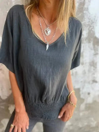 Full Size Smocked Hem V - Neck Relaxed Fit T-Shirt Plus Size - Update AvenueT-ShirtsTrendsi100100055127566100100055127566a7e61a83 - 919a - 4e97 - 99cc - 0958c0b33be7 - Max - OriginDark Gray