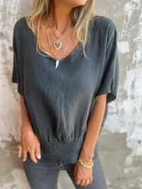 Full Size Smocked Hem V - Neck Relaxed Fit T-Shirt Plus Size - Update AvenueT-ShirtsTrendsi1001000551275661001000551275664f2eb941 - 946f - 489b - a3c9 - 529a290566e5 - Max - OriginDark Gray