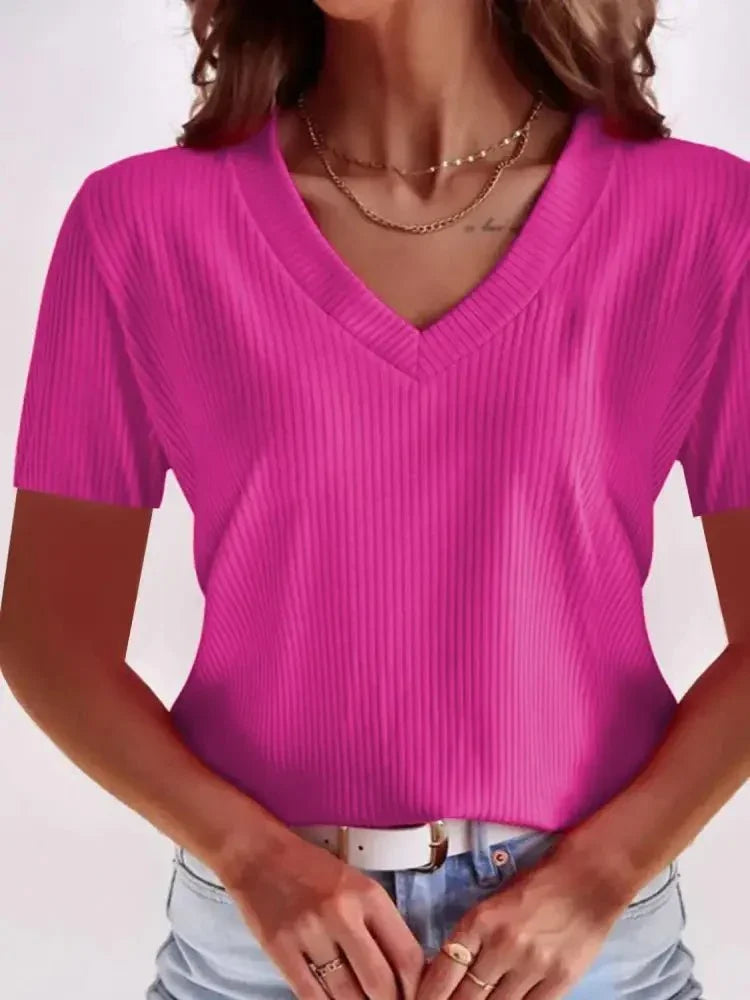 Full Size Solid V - Neck Short Sleeve T-Shirt Plus Size - Update AvenueT-ShirtsTrendsi1001007797418311001007797418316865714e - 96c7 - 4f04 - 9b1c - 2918b111e125 - Max - OriginFuchsia Pink