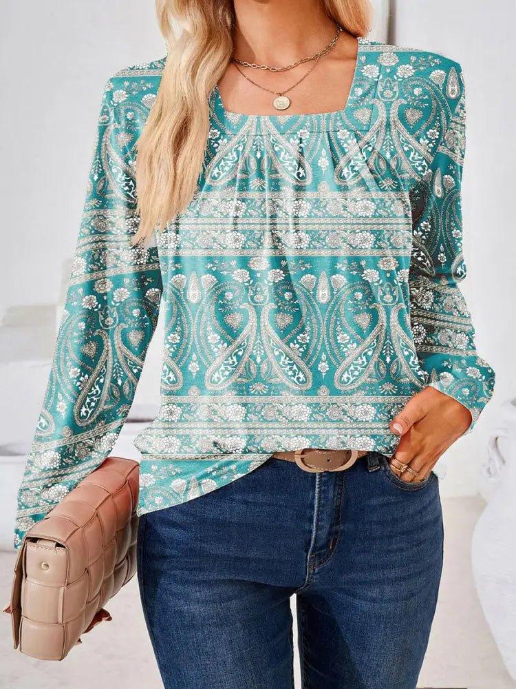 Full Size Square Neck Long Sleeve Blouse - Update AvenueTrendsi1001015201003961001015201003966622551f9d0743729dbf5226e0fc9f5e - MaxTeal
