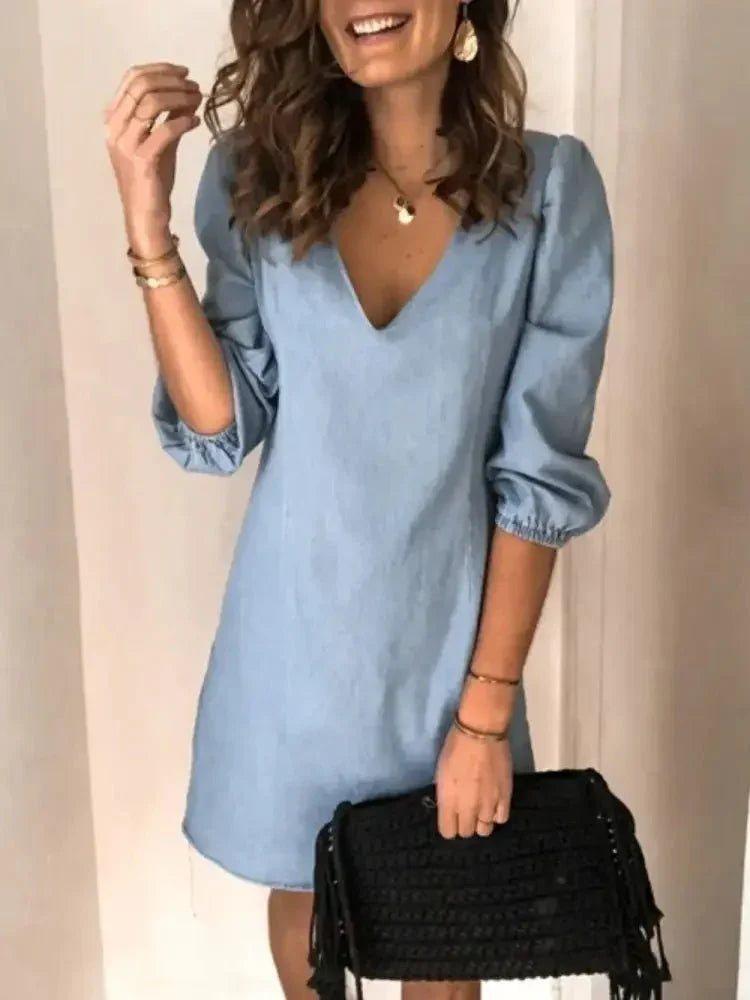 Full Size V - Neck Half Sleeve Dress - Update AvenueDenim Dresses & SkirtsTrendsi100100637156807100100637156807376dc456 - 96bd - 43be - afcb - 0f529e241f57 - MaxLight Blue