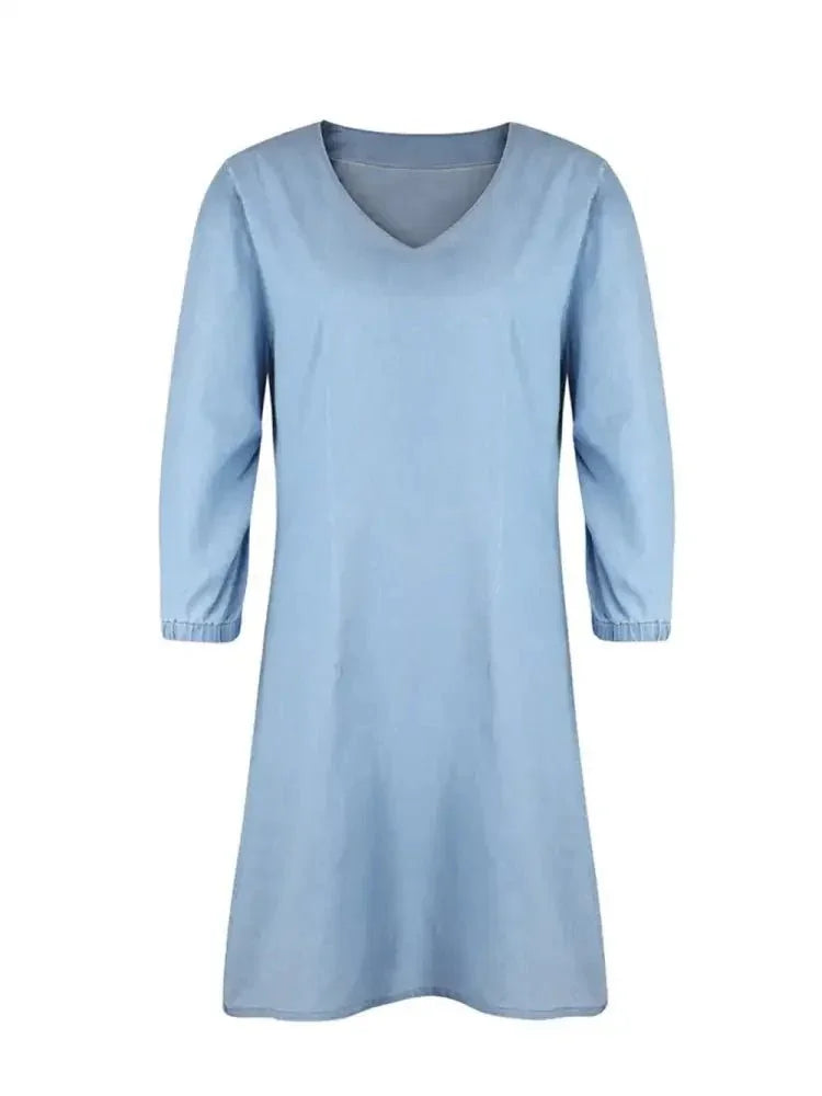 Full Size V - Neck Half Sleeve Dress - Update AvenueDenim Dresses & SkirtsTrendsi100100637156807100100637156807117abc42 - 6dca - 40c5 - b646 - 704d3f06a399 - MaxLight Blue