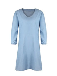 Full Size V - Neck Half Sleeve Dress - Update AvenueDenim Dresses & SkirtsTrendsi100100637156807100100637156807117abc42 - 6dca - 40c5 - b646 - 704d3f06a399 - MaxLight Blue