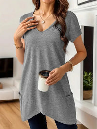 Full Size V - Neck Pocket Front Asymmetric Hem T-Shirt Plus Size - Update AvenueT-ShirtsTrendsi100100617245171100100617245171ead570cf98c6439dab5a975e74f92c39 - Max - OriginGrey