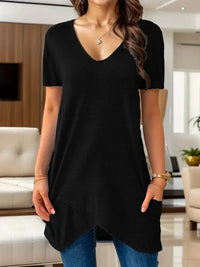 Full Size V - Neck Pocket Front Asymmetric Hem T-Shirt Plus Size - Update AvenueT-ShirtsTrendsi100100617248444100100617248444433acdb50d70486fb80080492302df4d - Max - OriginBlack