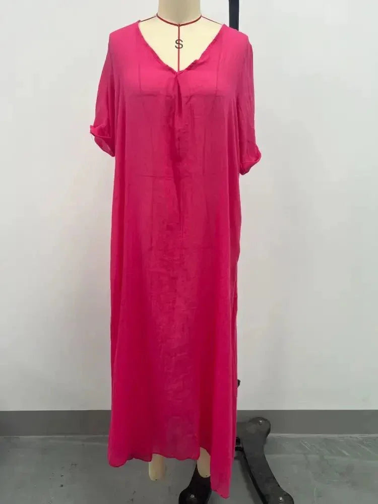 Full Size V - Neck Short Sleeve Midi Dress Plus Size - Update AvenueEffortless Elegance: DressesTrendsi100100805681311100100805681311ea1c2c6d - b8d0 - 4433 - b7bd - 8b63c325e067 - MaxFuchsia Pink