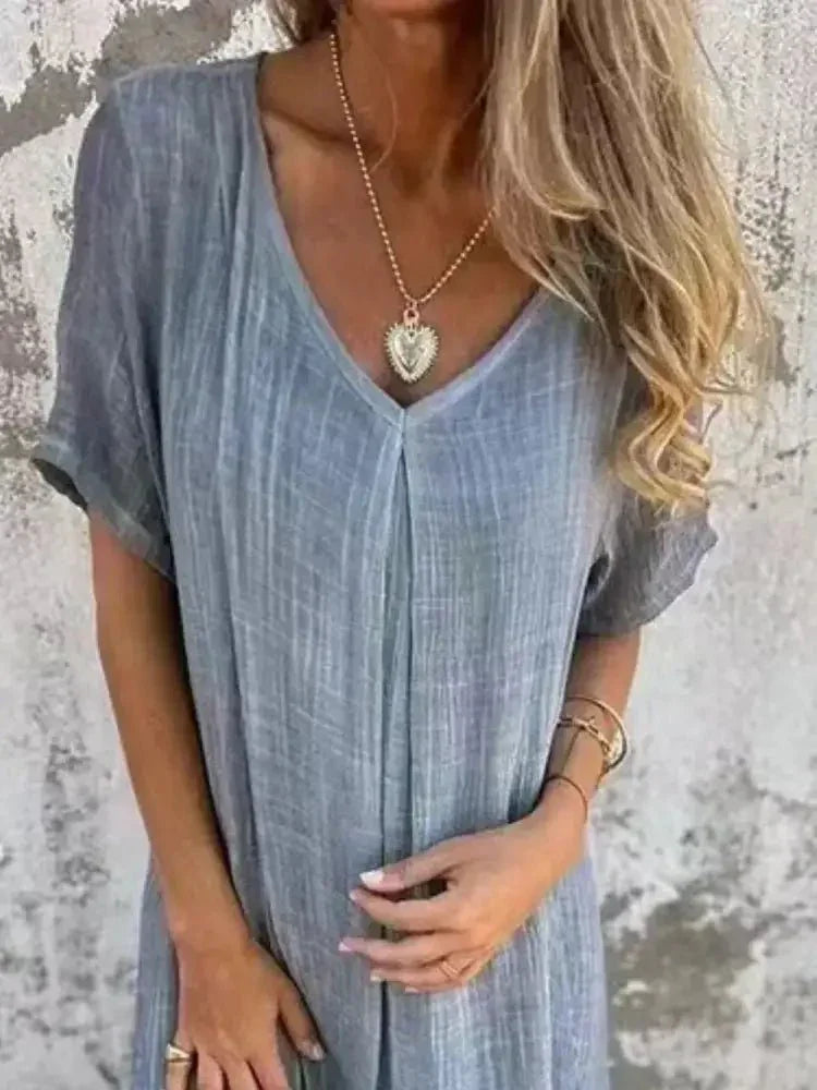 Full Size V - Neck Short Sleeve Midi Dress Plus Size - Update AvenueEffortless Elegance: DressesTrendsi100100805682575100100805682575a21281bd - fe10 - 42a1 - ab74 - 9d62592314e0 - MaxDusty Blue