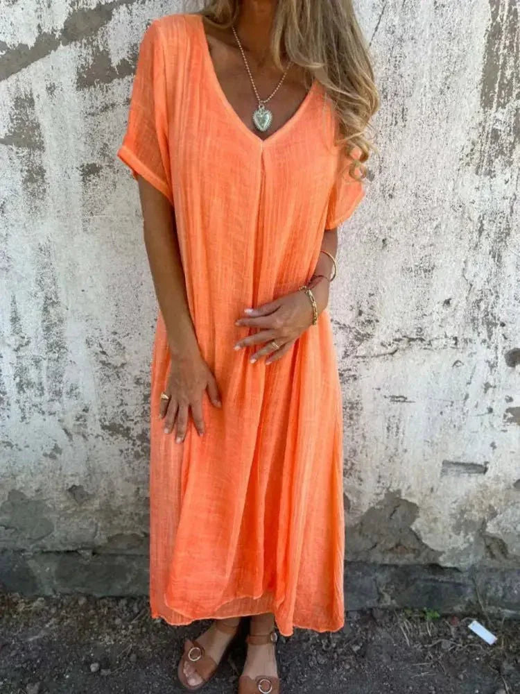 Full Size V - Neck Short Sleeve Midi Dress Plus Size - Update AvenueEffortless Elegance: DressesTrendsi1001008056876441001008056876448e18db56 - f0ea - 497d - aef8 - 9edcef2dd8b2 - MaxTangerine