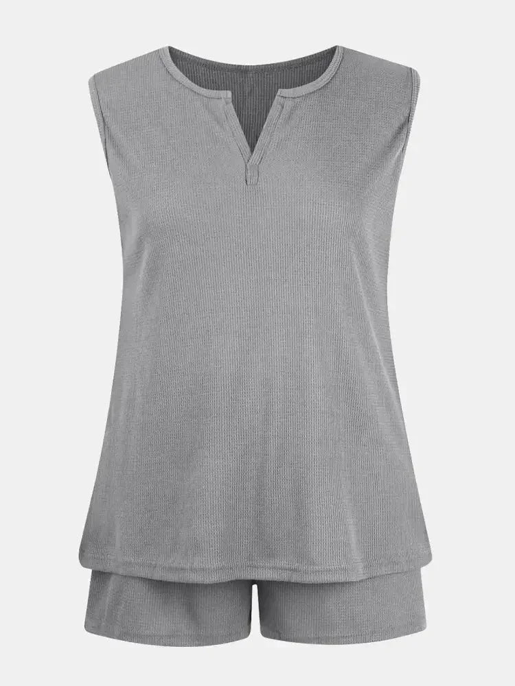 Full Size Waffle - Knit Notched Top and Shorts Set - Update AvenueVacation StyleTrendsi1001009920325261001009920325267fdd2792 - 67f6 - 45d4 - 9f31 - c2436fba2c33 - MaxGray