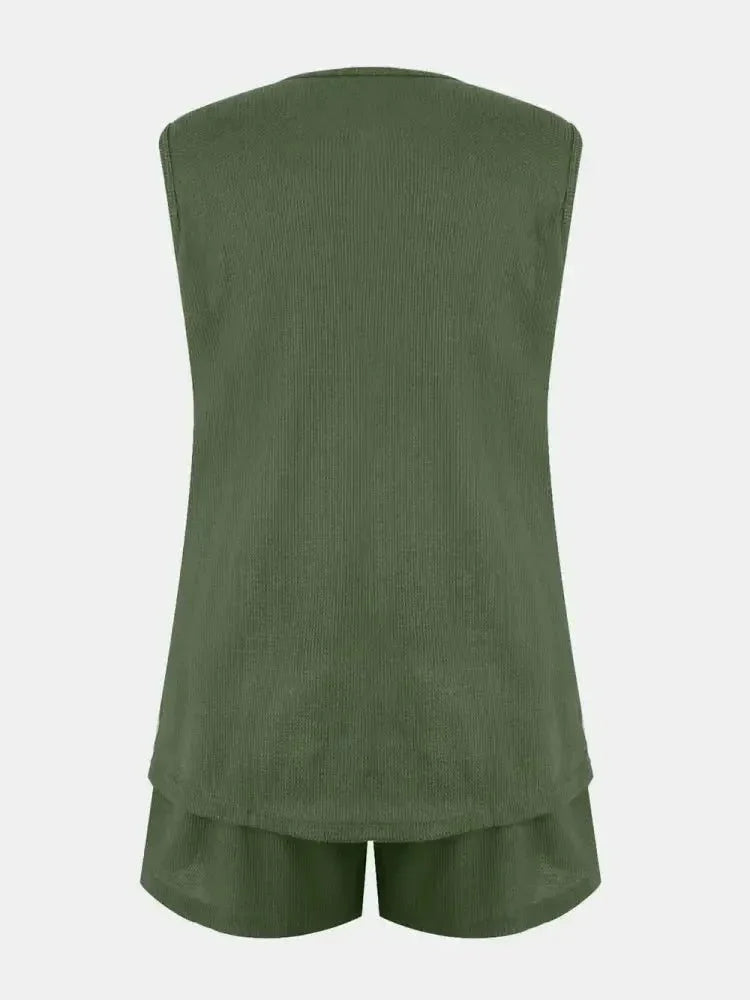 Full Size Waffle - Knit Notched Top and Shorts Set - Update AvenueVacation StyleTrendsi10010099203727810010099203727826691ad8 - 42e0 - 4bae - 8be3 - b8c6ed692167 - MaxArmy Green