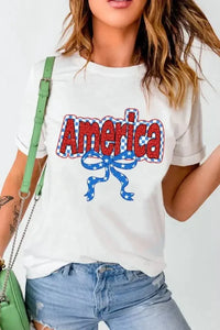 Funky America Letter Bow Round Neck T Shirt - Update AvenueT-ShirtsTrendsi100100877065008100100877065008e17d8b26 - d4c6 - 469a - 8d1b - ed875f4317c1 - Max - OriginWhite