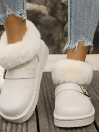 Fur-Lined Buckle Winter Ankle Boots