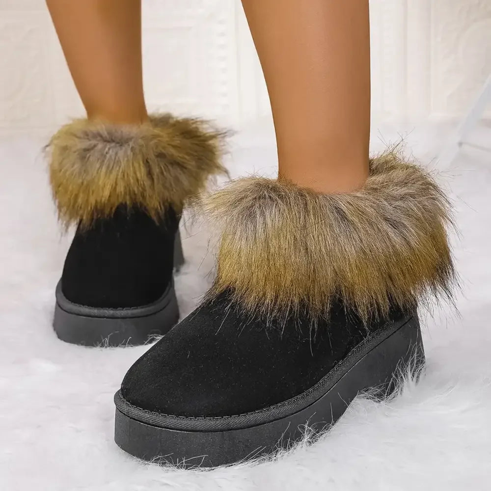 Furry Trim Platform Winter Boots