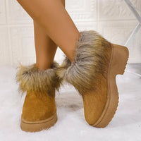 Furry Trim Platform Winter Boots