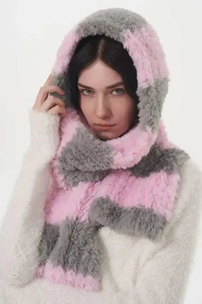 Fuzzy Contrast Striped Scarf - Update AvenueTrendsi100500103382198100500103382198Fuzzy Contrast Striped ScarfPink