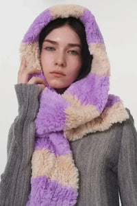 Fuzzy Contrast Striped Scarf - Update AvenueTrendsi100500103383536100500103383536Fuzzy Contrast Striped ScarfVivid Violet