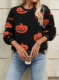 Fuzzy Pumpkin Round Neck Dropped Shoulder Sweater - Update AvenueHalloweenTrendsi10010021556410910010021556410946802ea9 - f37f - 42af - 8bbb - c964400dcc37 - MaxOrange