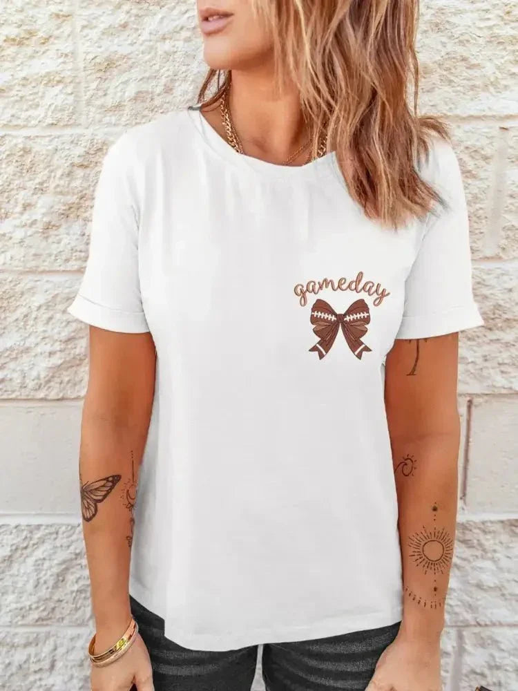 Game Day Bowknot Embroidered Casual Tee - Update AvenueT-ShirtsTrendsi100100773687066100100773687066f3db0e2d217c4ce6b2e18ab3d4d69795 - Max - OriginWhite