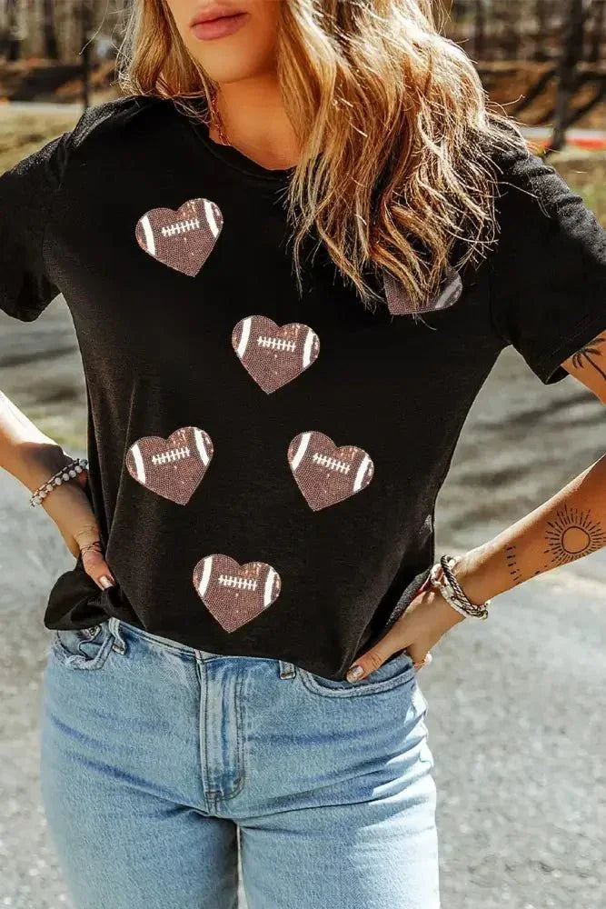 Game Day Football Heart Round Neck T-Shirt - Update AvenueT-ShirtsTrendsi1001000116015871001000116015875e9a9ad6 - 11a4 - 4de5 - a36e - ed420a691e3a - Max - OriginBlack
