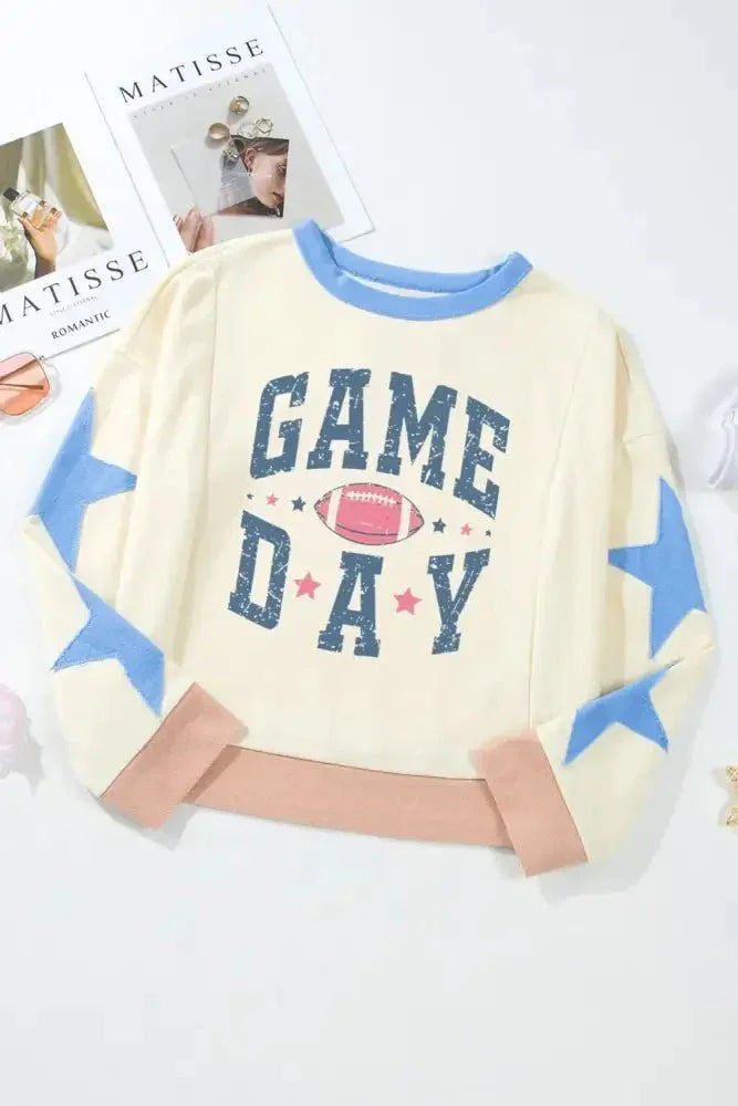 GAME DAY Star Patch Round Neck Long Sleeve Sweatshirt - Update AvenueHonor the Stars and StripesTrendsi1001002127111311001002127111311962459b - 0c85 - 4295 - 9342 - 0d4a45fe894b - MaxIvory
