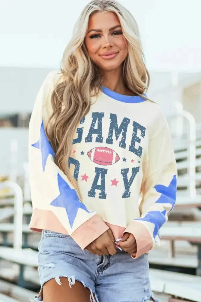 GAME DAY Star Patch Round Neck Long Sleeve Sweatshirt - Update AvenueHonor the Stars and StripesTrendsi10010021271113110010021271113143c3ef07 - 03e9 - 4443 - 9dff - c1dfd09631dc - MaxIvory