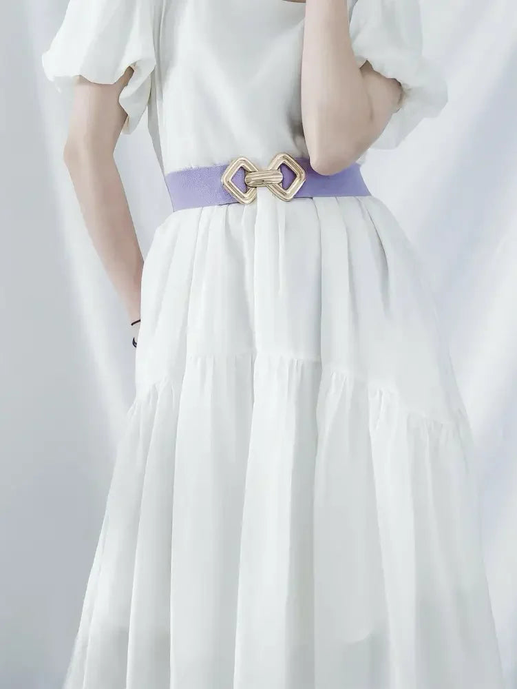 Geometric Buckle Elastic Wide Belt