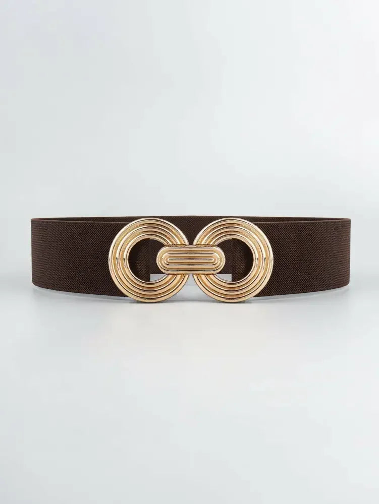 Geometric Buckle Elastic Wide Belt